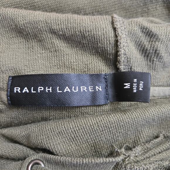Ralph Lauren Black Label Mens Preppy Timeless Casual Waffle Knit Green Hoodie M - Picture 8 of 12